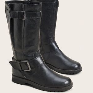 Gentle Souls by Kenneth Cole Buckled Up Riding Black Leather Moto Lug So…